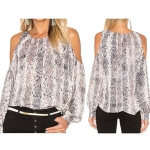 Revolve L’Academie Los Angeles Snakeprint Cold Shoulder Top Size XS